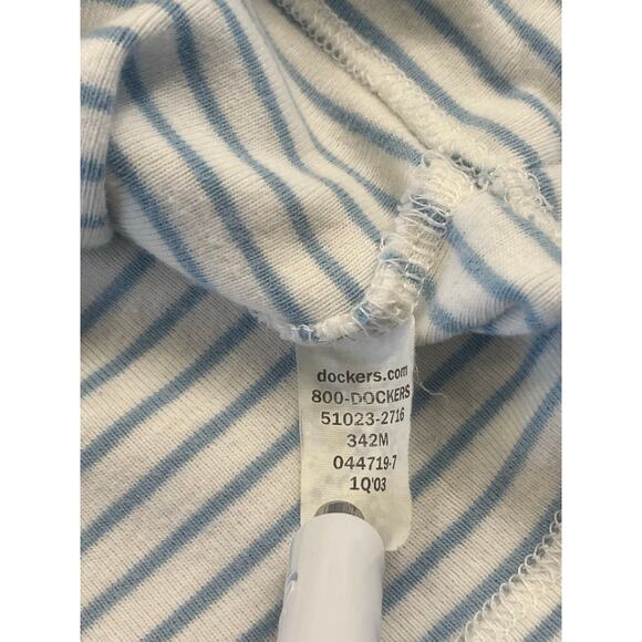 Dockers ladies white / baby blue stripe sleeeless tank 100% Cotton LG - Picture 4 of 6